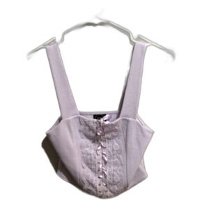 Madi Mase Lavendar cropped corset look tank top Small S lace up
